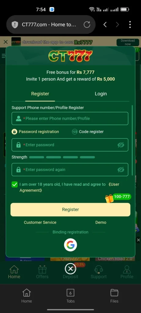 CT777 Game Login And Register